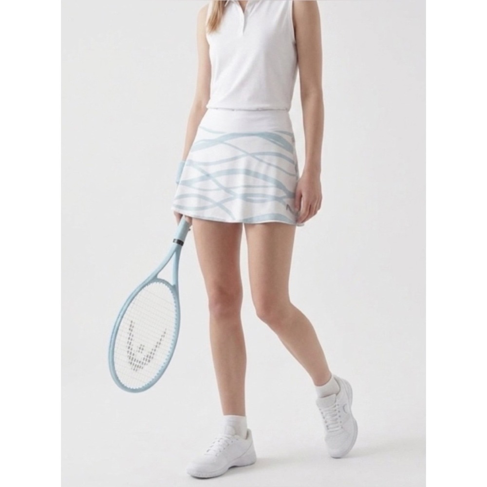 HEAD Tennis‎ Skort XS White Aqua Blue Skort Wave Athletic Mini Skirt Tenniscore